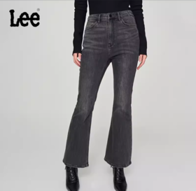 LEE新品426修身高腰微喇黑色女牛仔裤LWB2464264TH00F