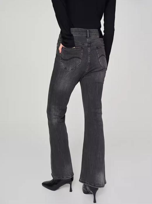 LEE新品426修身高腰微喇黑色女牛仔裤LWB2464264TH00F 商品图1