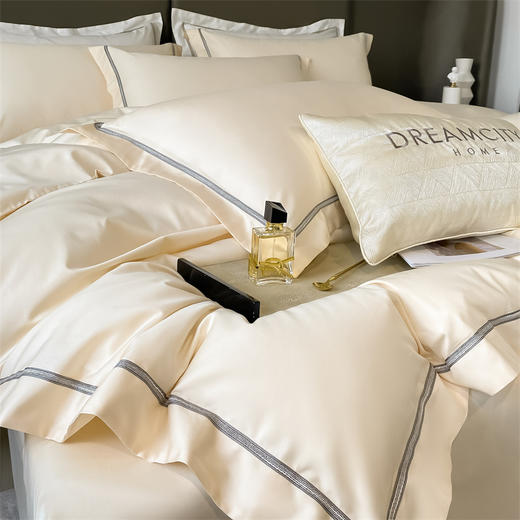 自然醒轻奢高端60支长绒棉刺绣床上四件套全棉纯棉100高级感床单床笠款被套三件套床品NH 商品图8