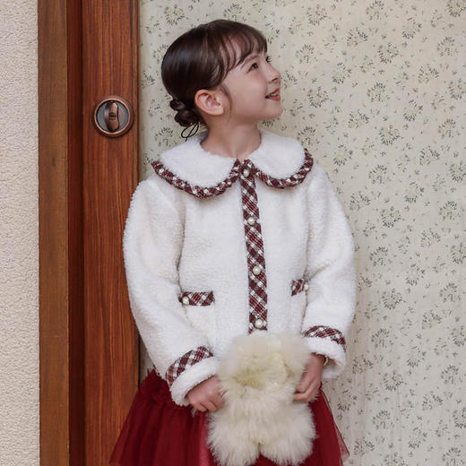 棉果果秋季新品女童小香风保暖洋气羊羔绒外套M322100424403 商品图1