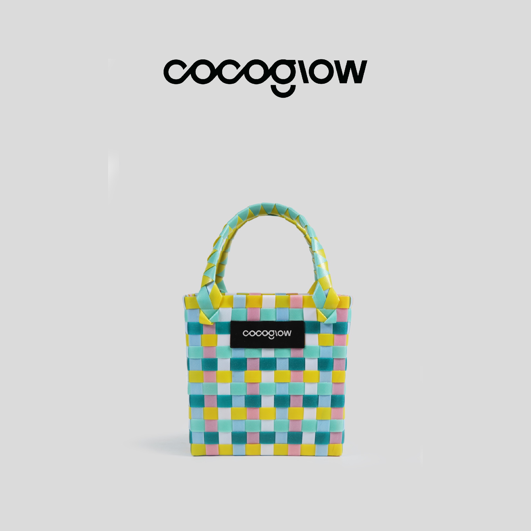 cocoglow·Seaside__缤纷海岸小号手提包手工编织包夏天彩色菜篮子