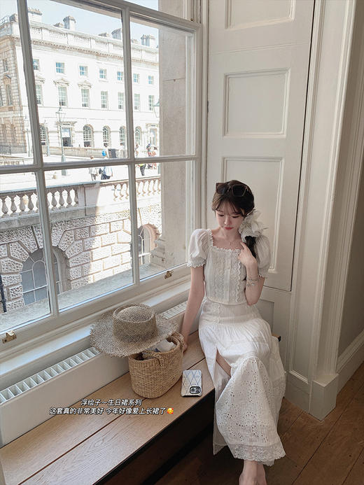 白茉莉/桃肉桂 半裙XS-S码 金蘑菇菇 June party浮绘子 生日裙系列/仙气刺绣上衣半裙套装 商品图3