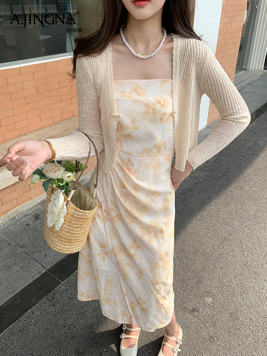 【甜美气质】阿菁娜轻国风仙女印花连衣裙套装F29X230002 商品图1