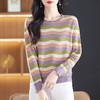 条纹长袖上衣，宽松针织打底小衫薄款CC-13-6301 商品缩略图0