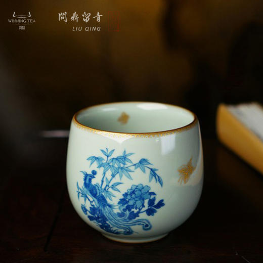 问鼎留青天青金钟杯（青花斗金凤凰） 商品图0