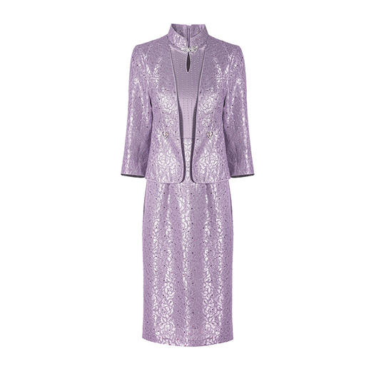 LC-LC2432春季新娘妈妈装遮肚显瘦假两件婚宴装显年轻喜妈妈宴会礼服连衣裙 商品图4