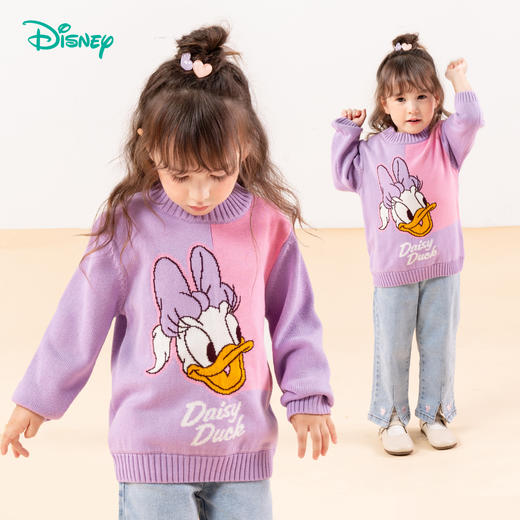 迪士尼女童纯棉套头毛衣春秋宝宝长袖针织毛衫文艺线衣潮针织套头上衣ZD3DS030 商品图1