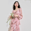 甜美荷叶边长袖碎花连衣裙女早春方领收腰不规则A摆短裙V3242338 商品缩略图4