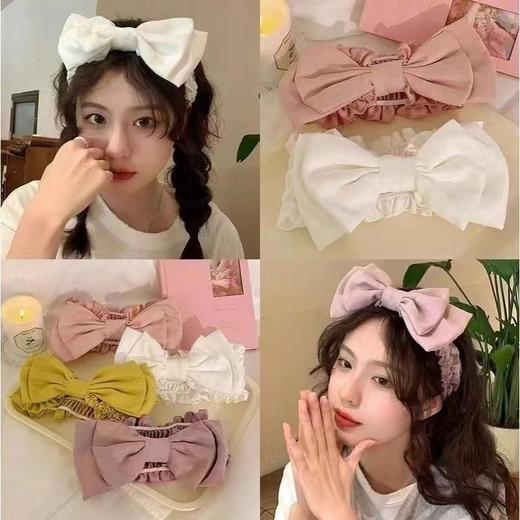 赵露si同款【在逃公主氛围感！双层蝴蝶结花边发带】双层蝴蝶结设计 秒变“软萌甜妹”！宽边褶皱高弹不易变形，洗脸化妆发箍薄款公主宽边束发带Y 商品图0