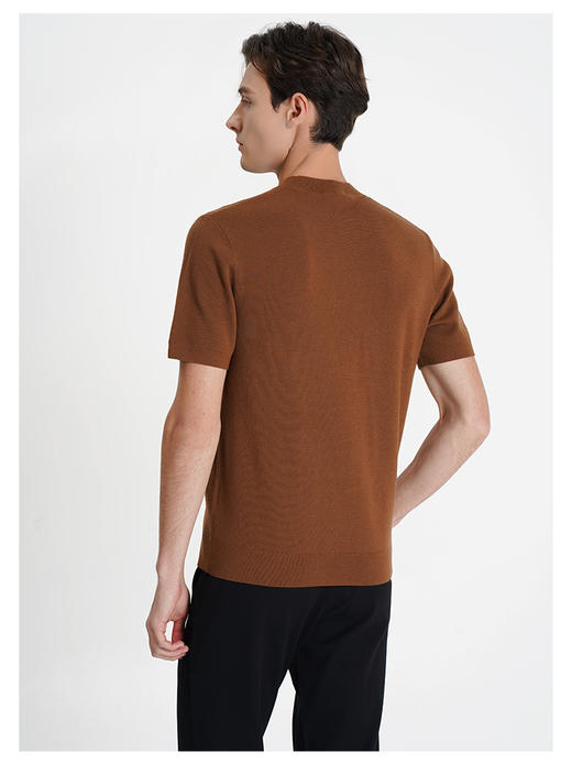 callisto咖啡色绵羊毛混纺短袖毛衣 商品图4