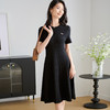 米思阳2025夏季新款知性优雅短袖连衣裙收腰修身圆领A字裙女2915 商品缩略图1