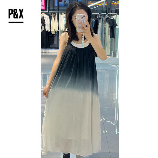 P&X设计师女装 夏季梭织无袖连衣长裙 824208272 蓝/白 商品图0