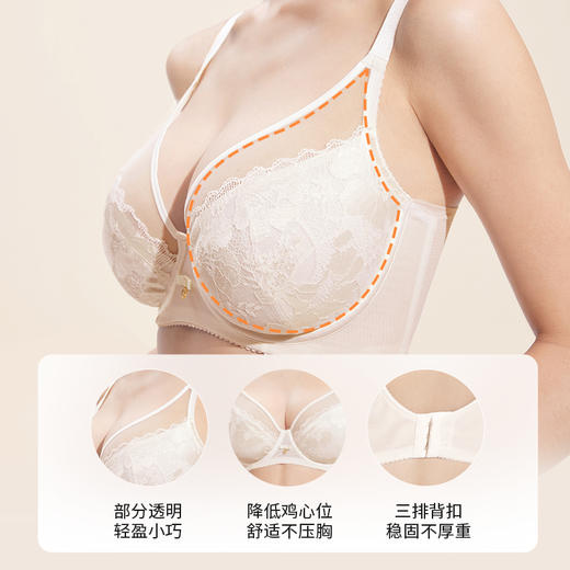 [星光超薄文胸]大胸显小真丝大码显瘦内衣防凸点蕾丝全罩杯文胸显瘦女 商品图4