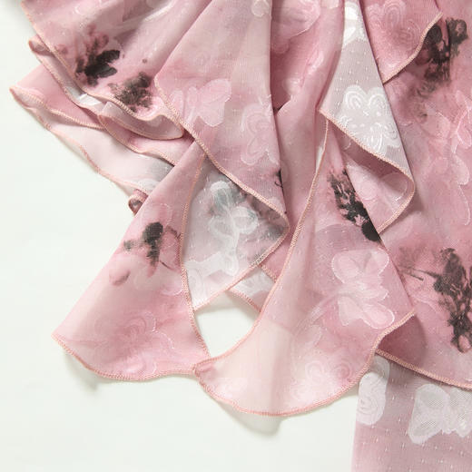 甜美荷叶边长袖碎花连衣裙女早春方领收腰不规则A摆短裙V3242338 商品图5