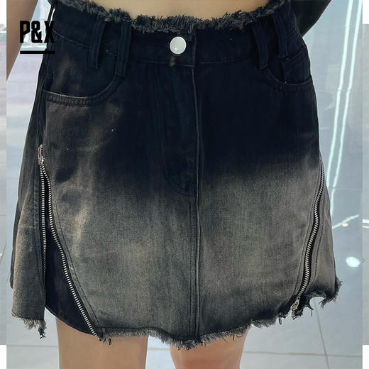 P&X设计师女装夏季个性磨白牛仔短裤 824227368 黑色 商品图0