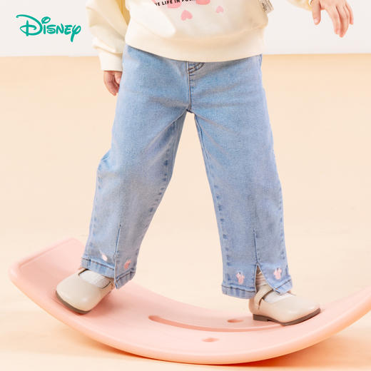 迪士尼【脚口米妮刺绣】24春秋款女童牛仔长裤中大童休闲裤儿童长裤ZD3DK013 商品图6