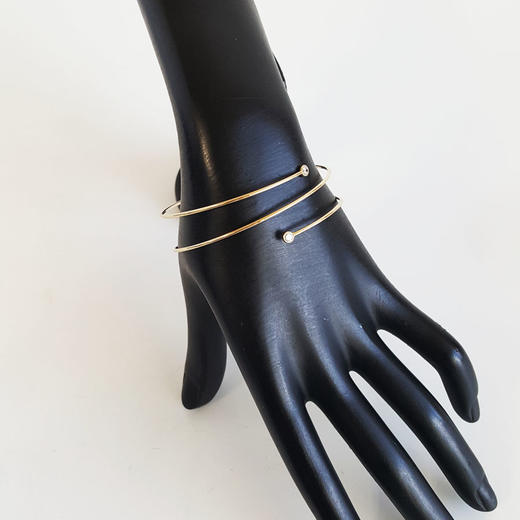 【95新】Tiffany & Co.蒂芙尼Elsa Peretti系列18K黄金双环双钻线圈手镯腕围约 16-17cmm女士现售价9500特价！260724NJS07 商品图5