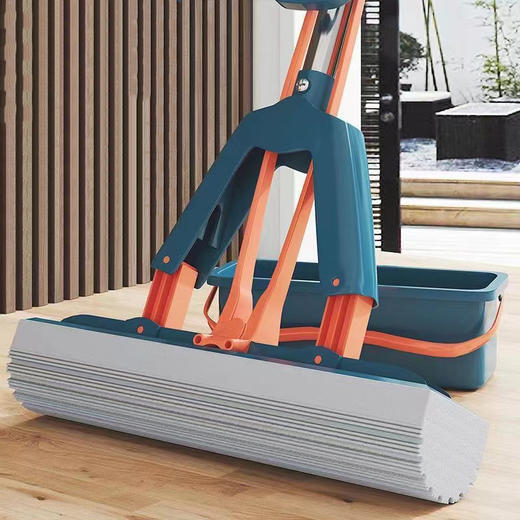 【懒人神器！免手洗海绵拖把】拖地不弯腰，轻轻一拉 挤水不留痕！强吸水家用大号一拖净拖布对折式胶棉拖把墩布春节过年大扫除 商品图0