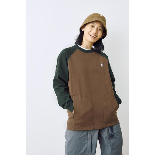 吃茶去chichaqu2024宽松百搭全棉插肩长袖T恤休闲户外运动 商品图0