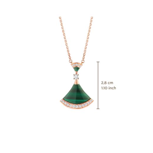 【国内现货预定】Bvlgari 宝格丽 DIVAS’ DREAM系列 女士18k玫瑰金+孔雀石+钻石扇形项链 351143 商品图2