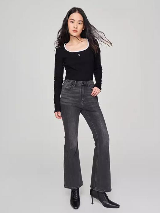 LEE新品426修身高腰微喇黑色女牛仔裤LWB2464264TH00F 商品图2