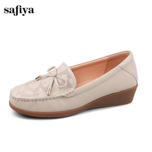 Safiya/索菲娅2024秋新款真皮蝴蝶结镂空浅口休闲防滑平底单鞋 SF43111402 商品图1