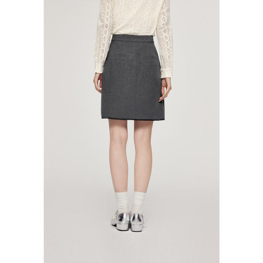 【严选】诗凡黎小香风半身裙2024秋新款时髦洋气小个子高腰A字显瘦短裙女SF8140921 商品图4