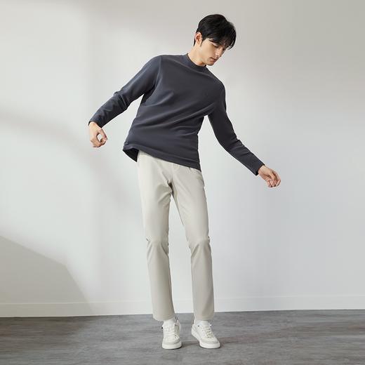 柒牌半高领长袖T恤男2024秋季新款舒适保暖高弹磨毛休闲打底上衣	127T70080 商品图4