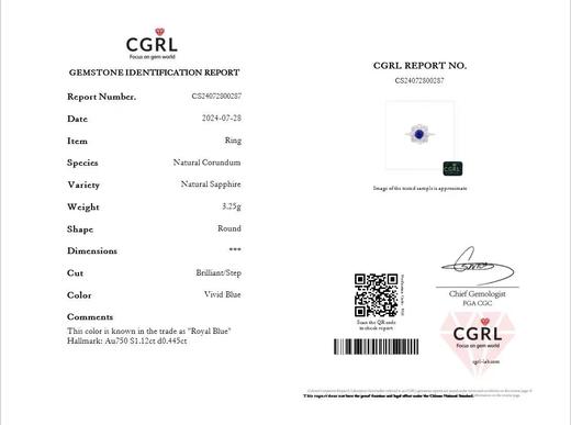 1.12ct 蓝宝石戒指 商品图5