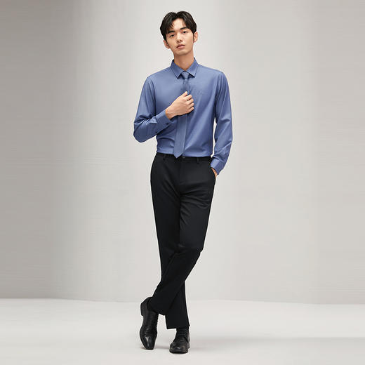 【含莫代尔】柒牌长袖衬衫男士2024秋季新款商务正装上班休闲衬衣	127A70290 商品图4