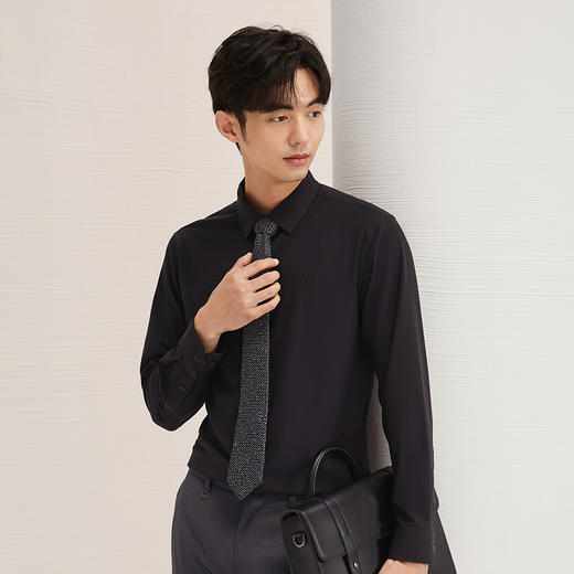 柒牌衬衫男士长袖2024秋季新款时尚潮流字母提花舒适百搭翻领衬衣	127A70330 商品图1