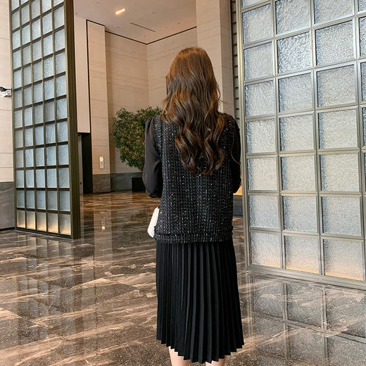 奢姿2024年秋季新款大码女装蝴蝶结绑带裙子胖妹妹温柔百褶连衣裙9943826566 商品图3