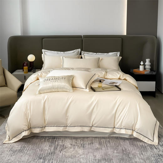 自然醒轻奢高端60支长绒棉刺绣床上四件套全棉纯棉100高级感床单床笠款被套三件套床品NH 商品图2