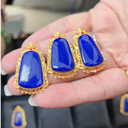 S925青金石全包无事牌吊坠 商品图0