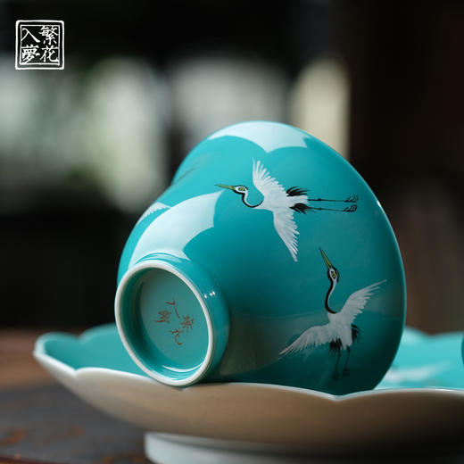 繁花入梦新彩堆白 碧霄瑞鹤梨韵壶   碧霄瑞鹤二才盖碗  碧霄瑞鹤壶承 商品图2
