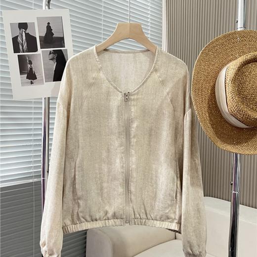 雀说扎染空调衫新款纯色净版圆领蝙蝠袖罩衫薄外套ALDJ-7727 商品图0