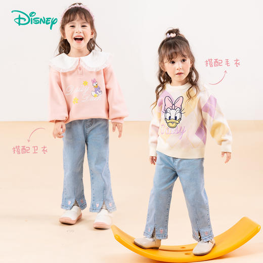 迪士尼【脚口米妮刺绣】24春秋款女童牛仔长裤中大童休闲裤儿童长裤ZD3DK013 商品图1