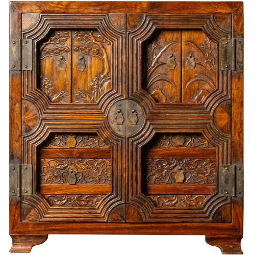 清 红木浮雕松树兰花百宝箱 商品图5