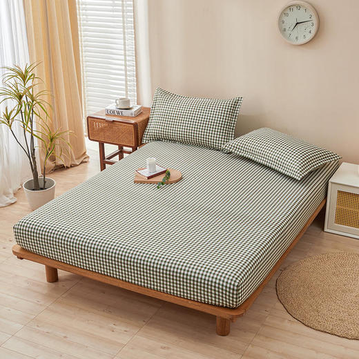 【三件套！床笠+双枕套】无印风水洗云朵棉床笠三件套 商品图0