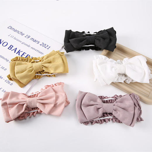 赵露si同款【在逃公主氛围感！双层蝴蝶结花边发带】双层蝴蝶结设计 秒变“软萌甜妹”！宽边褶皱高弹不易变形，洗脸化妆发箍薄款公主宽边束发带Y 商品图1