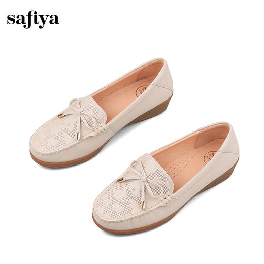 Safiya/索菲娅2024秋新款真皮蝴蝶结镂空浅口休闲防滑平底单鞋 SF43111402 商品图3