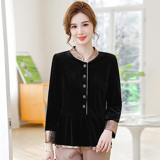 MC 707妈妈秋装金丝绒上衣时尚洋气小衫 商品图3