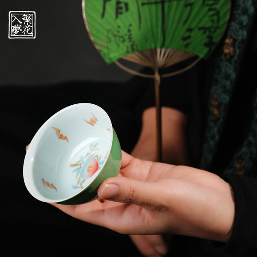 繁花入梦粉彩 福寿锦长卧足杯 商品图1