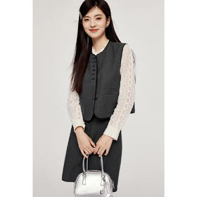 【严选】诗凡黎法式小香风马甲套装2024秋新款时尚洋气背心A字短裙女SF8110571