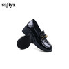 Safiya/索菲娅2024秋英伦风石头纹漆皮爱心扣百搭粗跟通勤小皮鞋 SF43112083 商品缩略图3