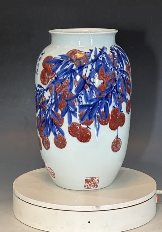 青花釉里红荔枝瓶 商品图0