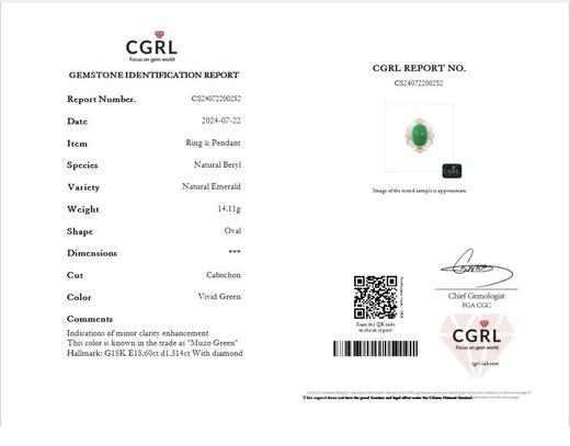 18.6ct 14.11g 祖母绿戒指吊坠 商品图9
