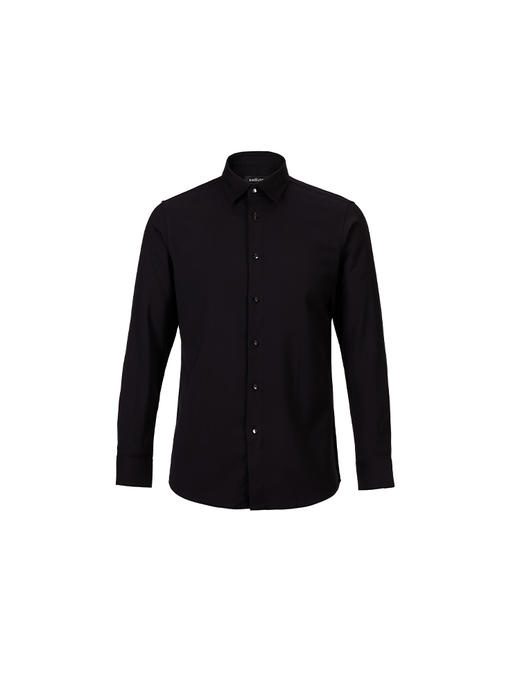 callisto黑色粘纤混纺长袖衬衫 商品图0