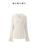 HIDEMI 极简设计感多种穿法荡漾领臻品混纺极细绵羊毛针织长袖弹力加厚款弹力T恤上衣 白色/黑色/赭石红/奶茶米 商品缩略图6