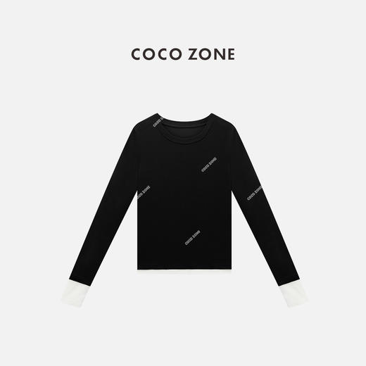 COCO ZONE 100棉撞色长袖圆领T恤百搭上衣CC1C1546 商品图0